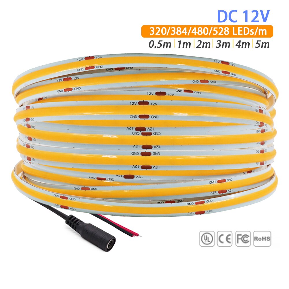 е  , 12V COB LED Ʈ ,  320, 384, 480/528 LED, 8mm, 3mm, 5mm DC,  , Ȩ , ǰ